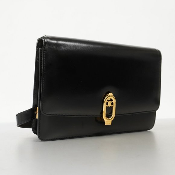 Celine Shoulder Bag Leather Black Women's - Picture 2 of 16